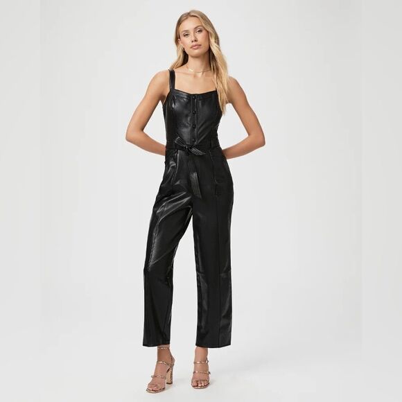 Paige like NEW Valinda Faux Leather Jumpsuit Size 0 - Picture 2 of 6